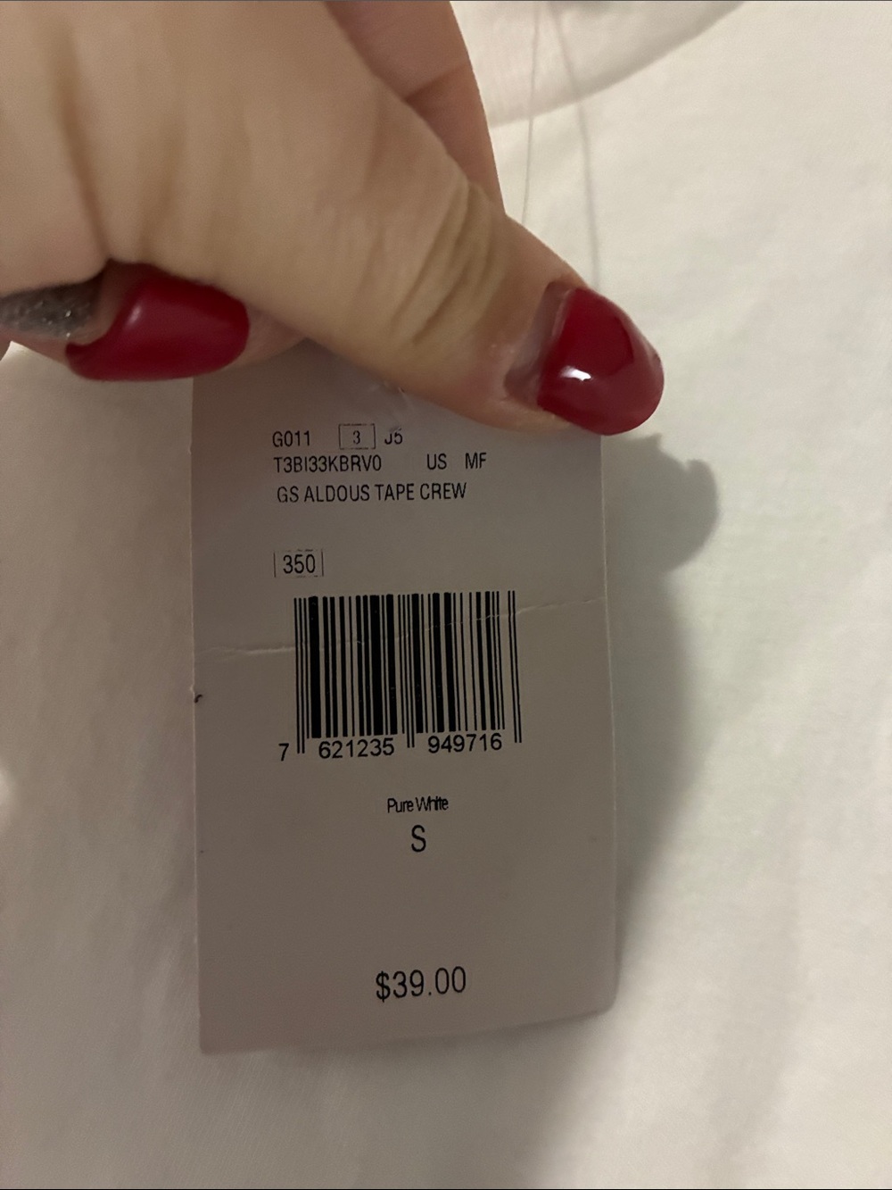 Guess Men’s White Short-Sleeve Tee with Black Shoulder Panels - Picture 4 of 8